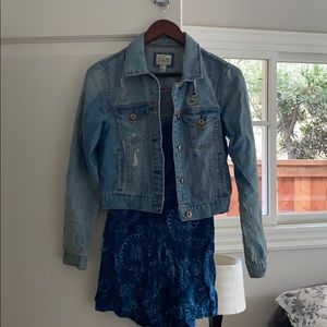 Cropped Distressed Jean Jacket